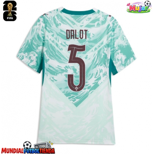 Camiseta Portugal Diogo Dalot #5 Segunda Equipación Replica Mundial 2026 para mujer mangas cortas